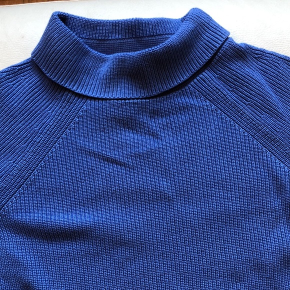 Talbots cerulean blue mock turtleneck tunic with navy trim - Picture 2 of 6